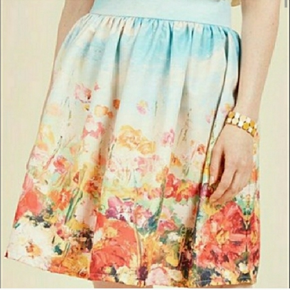 Modcloth Dresses & Skirts - Modcloth blue and coral skirt